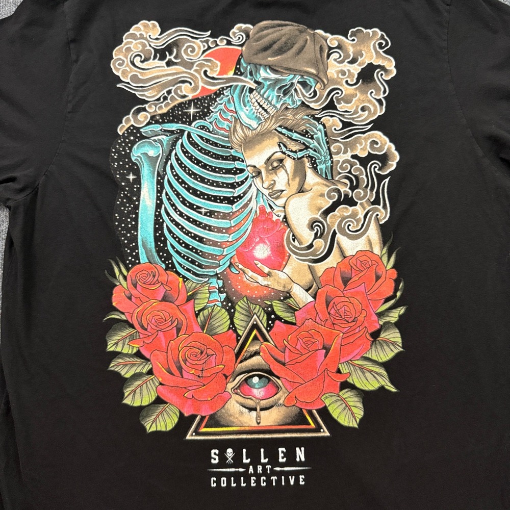 Sullen Art Collective Graphic T-Shirt Mens 3XL Black Skeleton Tattoo Art Tee